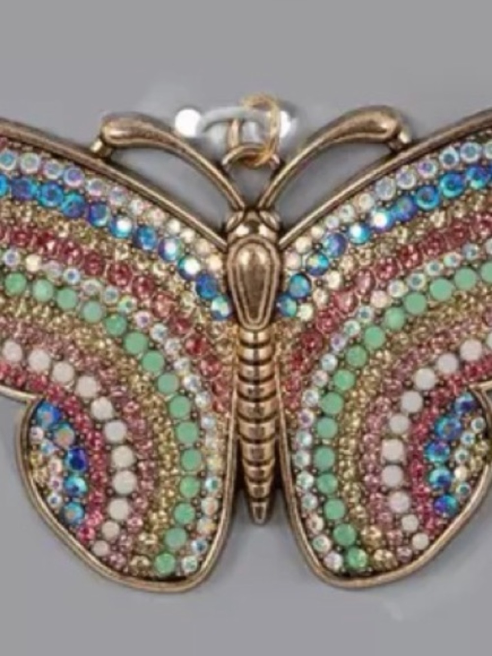 Multi-Color Butterfly Rhinestone Necklace - Picture 2 of 2